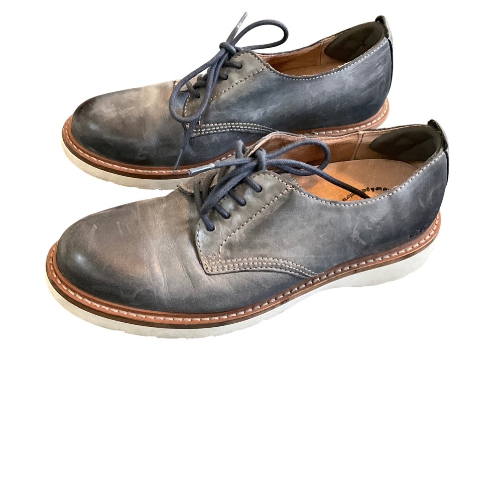 Taos Work It Oxford Women 7 Grey Distressed Leather Lace Up WRK-13751